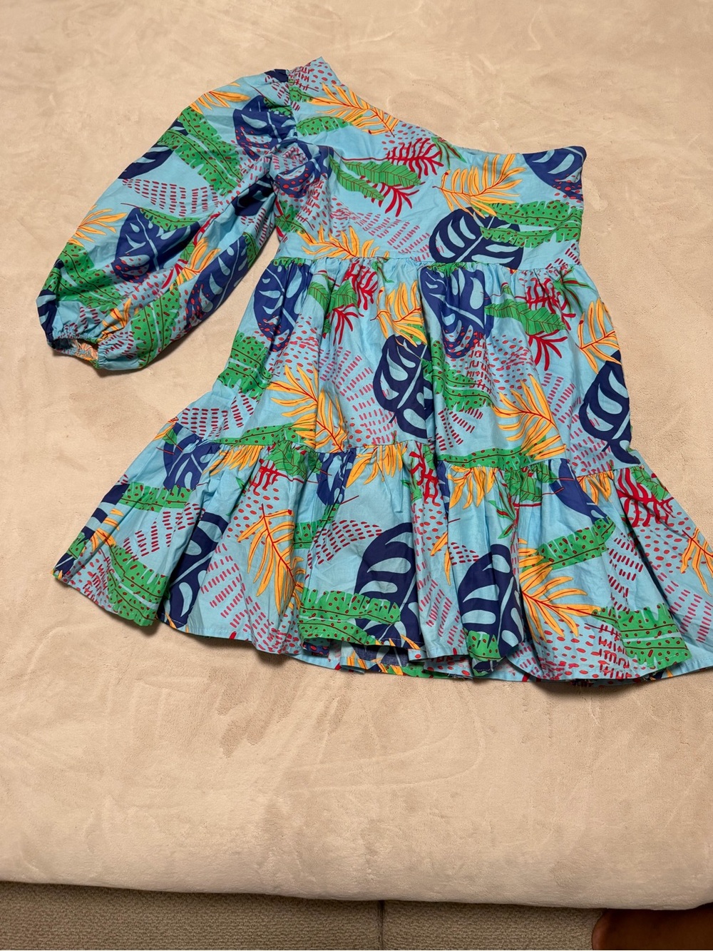 Forever 21 Tropical Print Tiered Skirt - Light Blue Multi